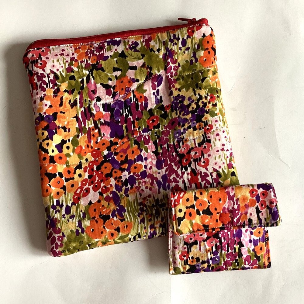 Handmade Zipper Pouch + Matching Card Holder Mini Wallet Makeup Travel Bag Gifts